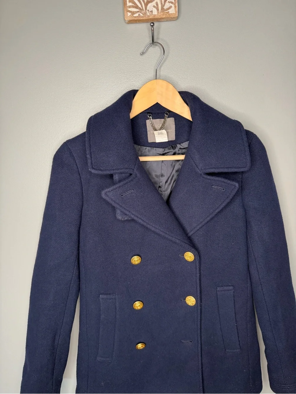 J. Crew Stadium Cloth Nello Gori Wool Classic Peacoat